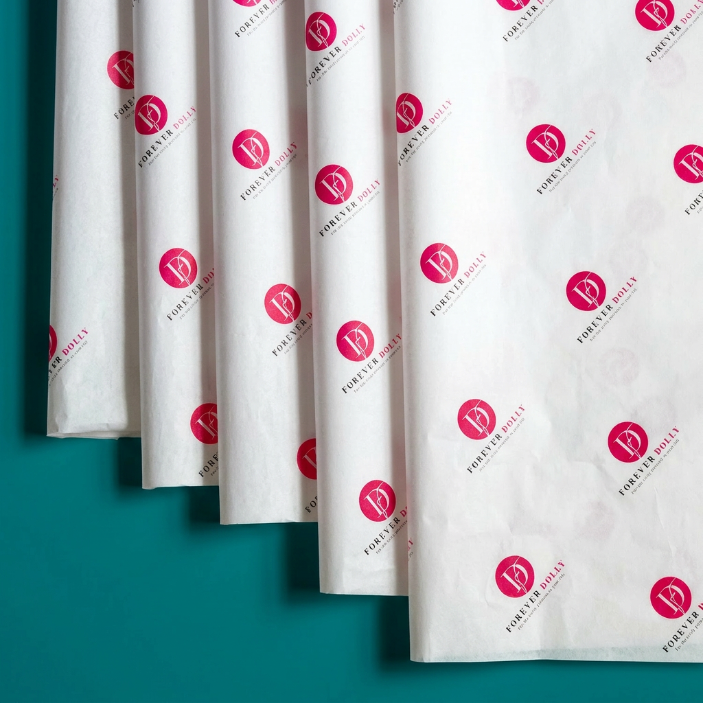 Navy whiteout printed tissue
