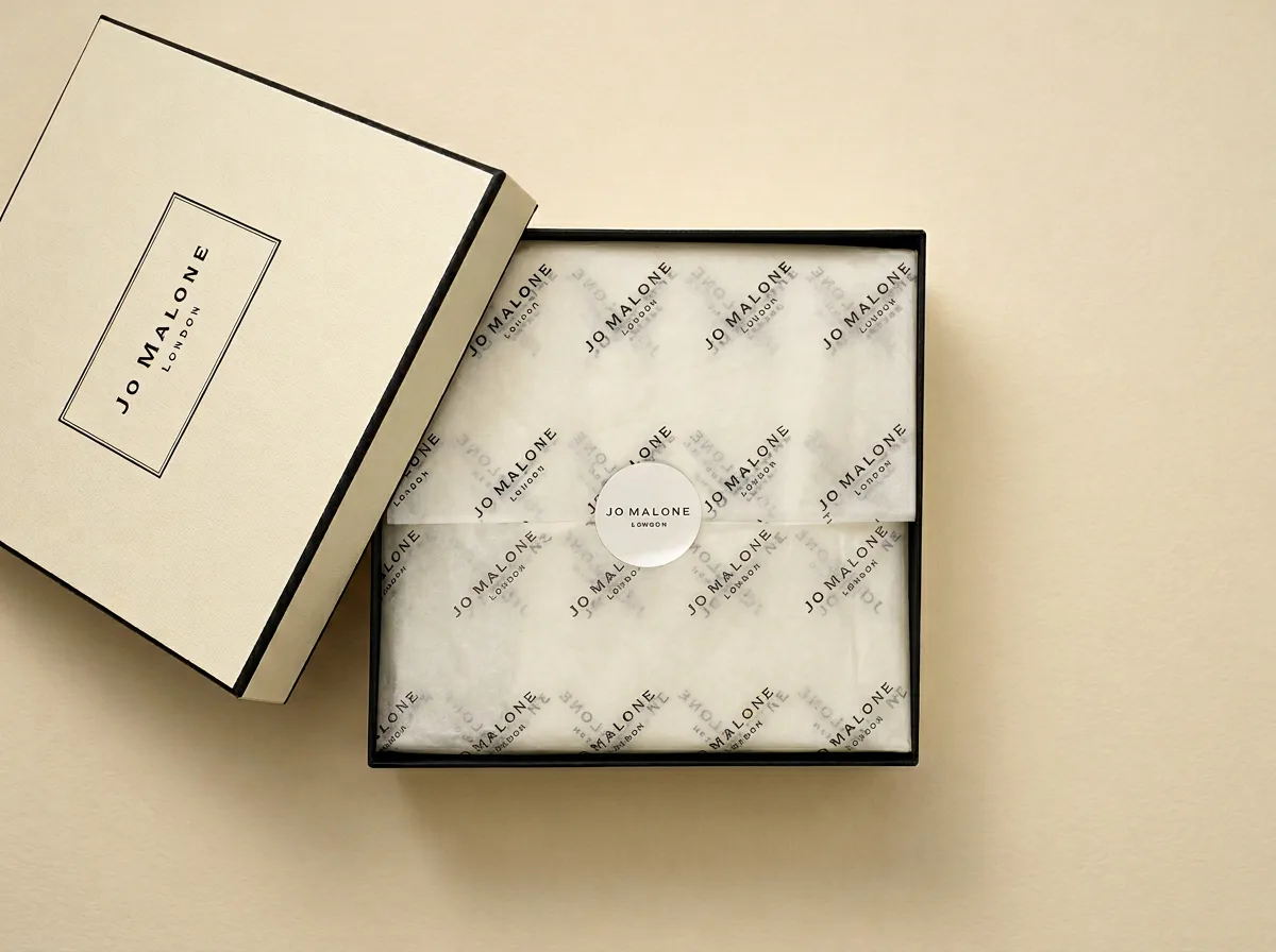 Custom printed tissue paper with single colour logo for branded packaging